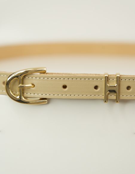 Beżowy skórzany pasek...