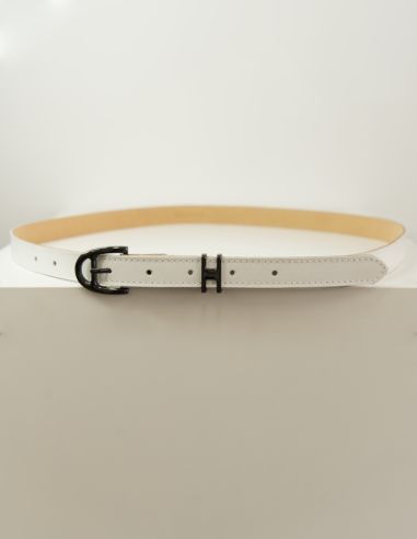 Biały skórzany pasek damski Harmony -...