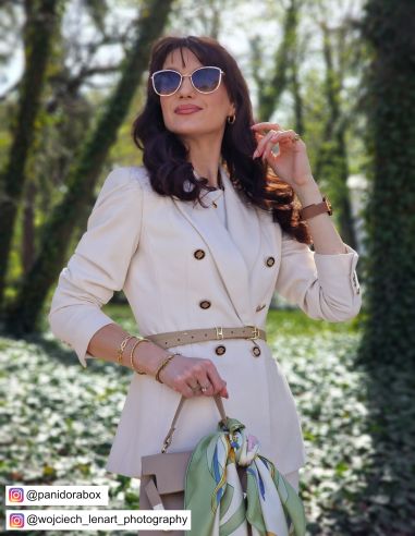 Beżowy skórzany pasek damski Harmony...