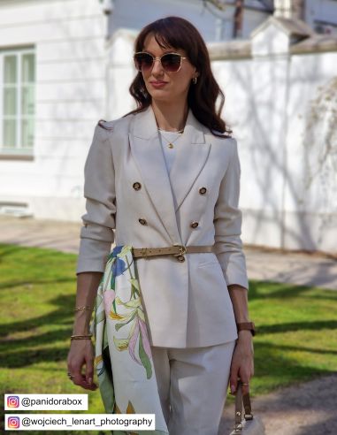 Beżowy skórzany pasek damski Harmony...