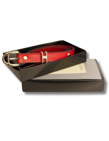 Czerwony skórzany pasek damski...