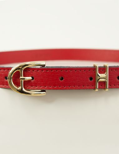 Czerwony skórzany pasek damski...