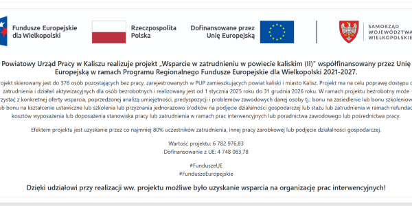 Wsparcie w zatrudnieniu w powiecie kaliskim